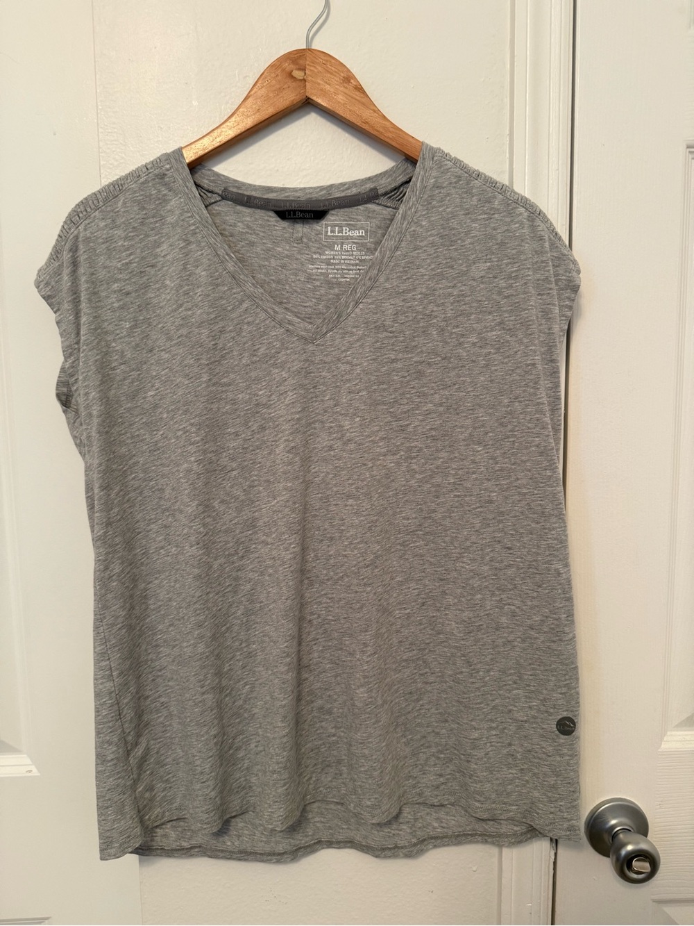 L.L.Bean Light Gray V-Neck Women's Tee